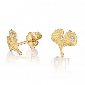 Lynne Mercein -&nbsp;Ginkgo Leaf stud earrings