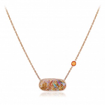 Lynne Mercein -&nbsp;Boulder Opal with Mexican Fire Opal necklace
