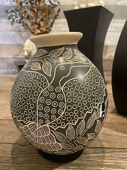 Mata Ortiz Village Pottery -&nbsp;Tree With Bird Lorenza Quezada