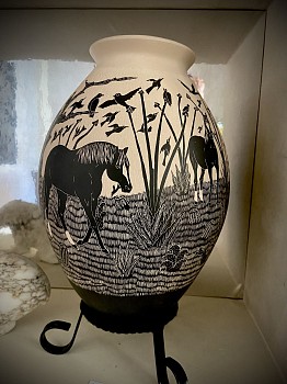 Mata Ortiz Village Pottery -&nbsp;Horses and Ocotillo by Monico Rodriguez