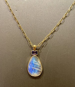 Lynne Mercein -&nbsp;Moonstone and Tanzanite Cluster Pendant
